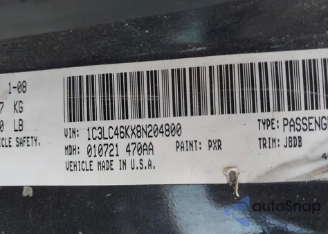 2008 Chrysler Sebring Lx from USA, damaged, VIN 1C3LC46KX8N204800